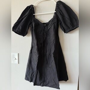 H&M Black Puff Sleeve Mini Dress